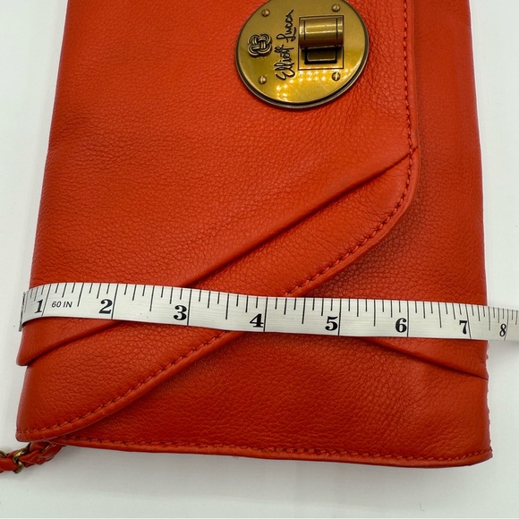 Elliott Lucca Cordoba Orange Leather Shoulder/Clutch with Gold-Toned Closure - Picture 16 of 17